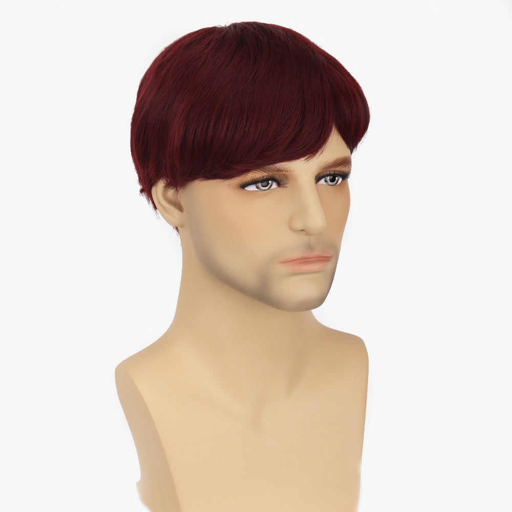 Men's Red Short Fiber Wig