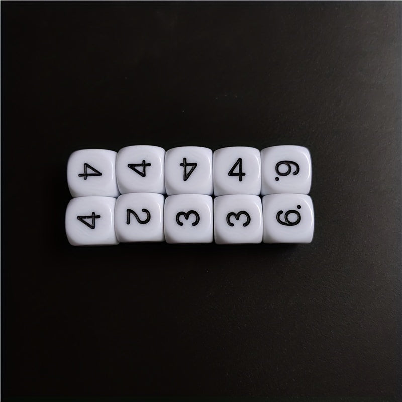 10pcs 16mm Acrylic Number Dice Round Corner Hexagonal Dice Set