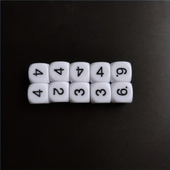 10pcs 16mm Acrylic Number Dice Round Corner Hexagonal Dice Set