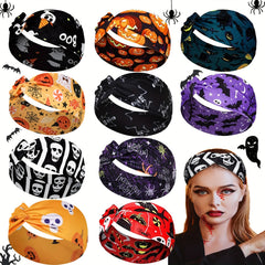 Halloween Printed Skull Spider Web Headband for Yoga Running