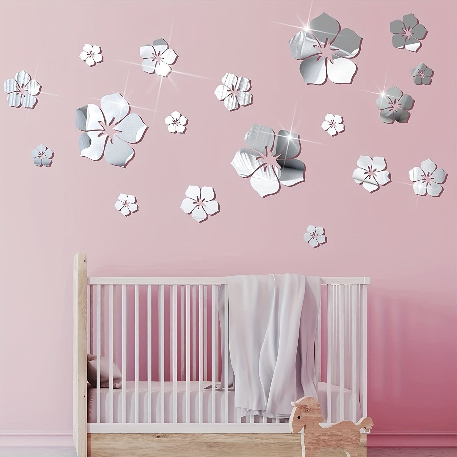 3D Flower DIY Wall Decoration Silvery