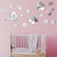 3D Flower DIY Wall Decoration Silvery
