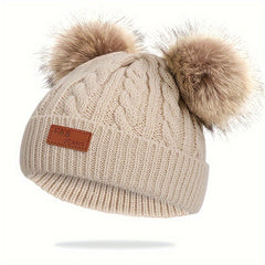 Kids Knitted Hat for Winter Outdoor Sports, Warm Beanie for 0-3 Years Old