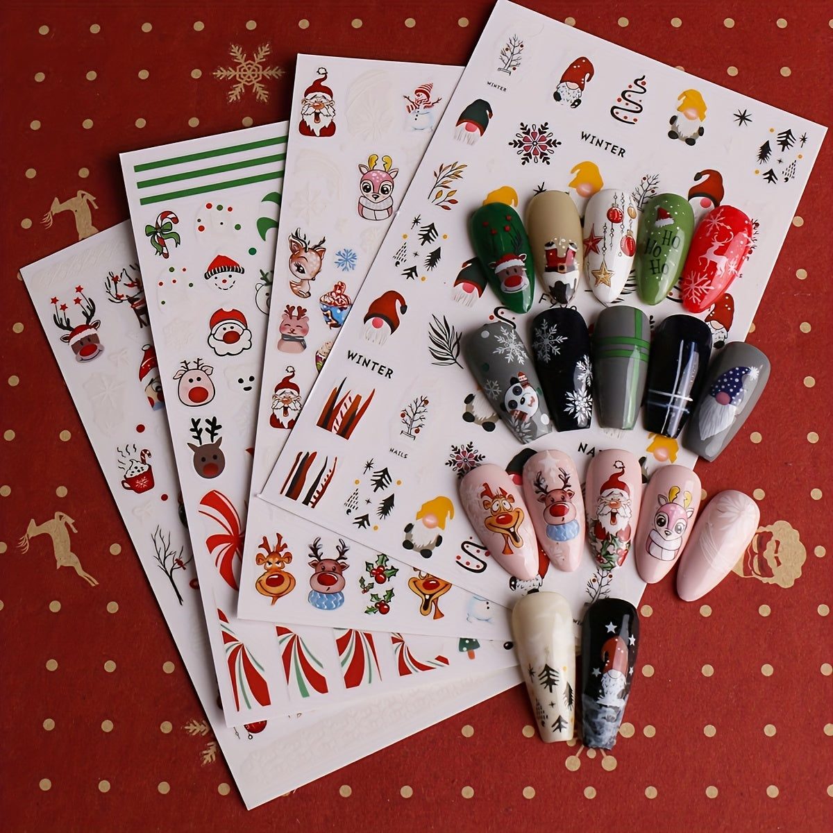 Christmas Nail Art Stickers Santa Elk Snowman