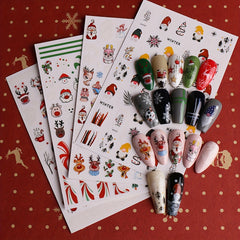 Christmas Nail Art Stickers Santa Elk Snowman