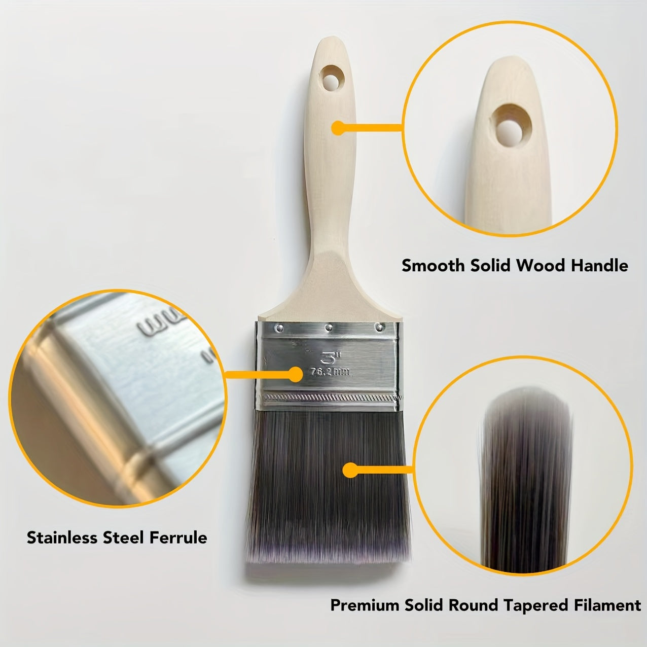 1pc Flat Paint Brush For Walls 5.08cm Easy to Clean Soft Filament