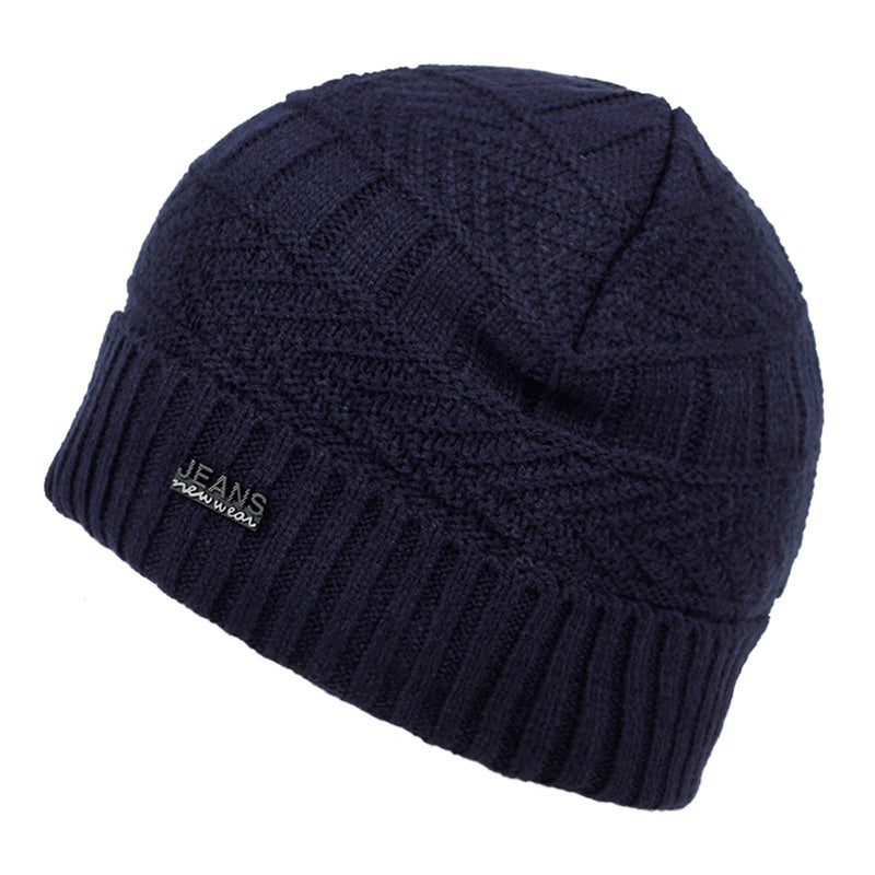 JEANS Lettering Men's Knitted Hat Warm Winter Hat