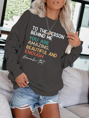 Letter Print Casual Long Sleeve Sweatshirt for Women