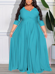 Long Sleeve Surplice Neck Maxi Wedding Dress