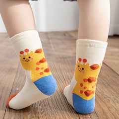 5Pairs Kids Cartoon Giraffe Socks for Autumn Winter