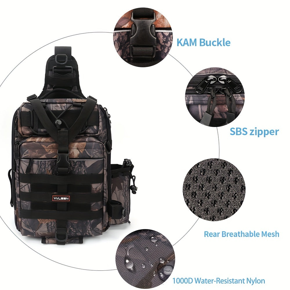 Yvleen Fishing Backpack Water Resistant Tackle Bag with Large Capacity