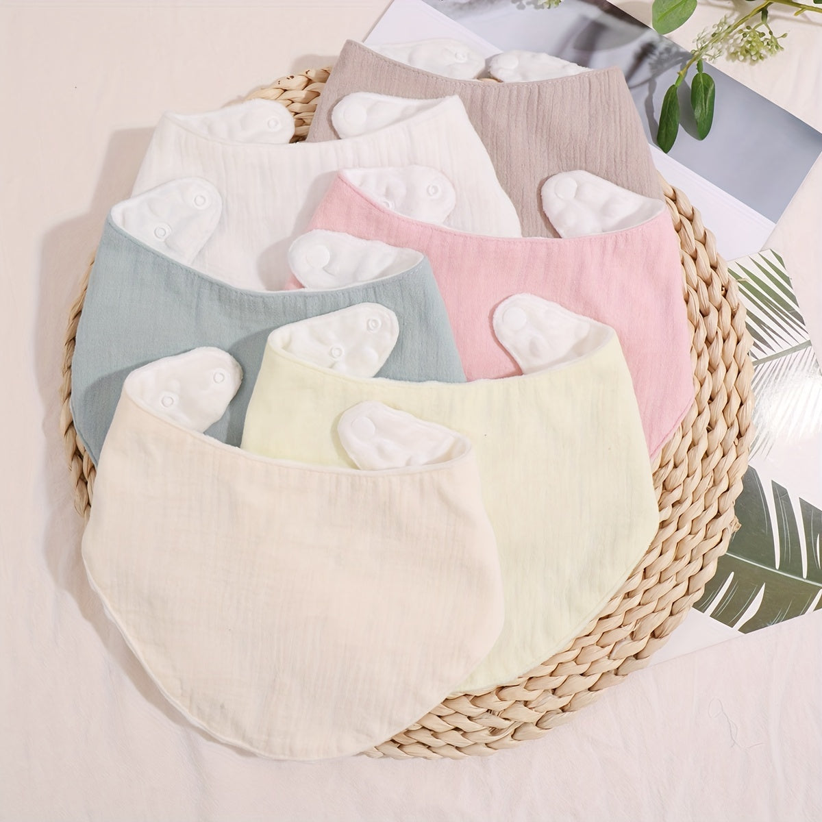 5pcs Baby Bibs Infant Fabric Bibs Triangle Scarf Feeding Burp Cloth