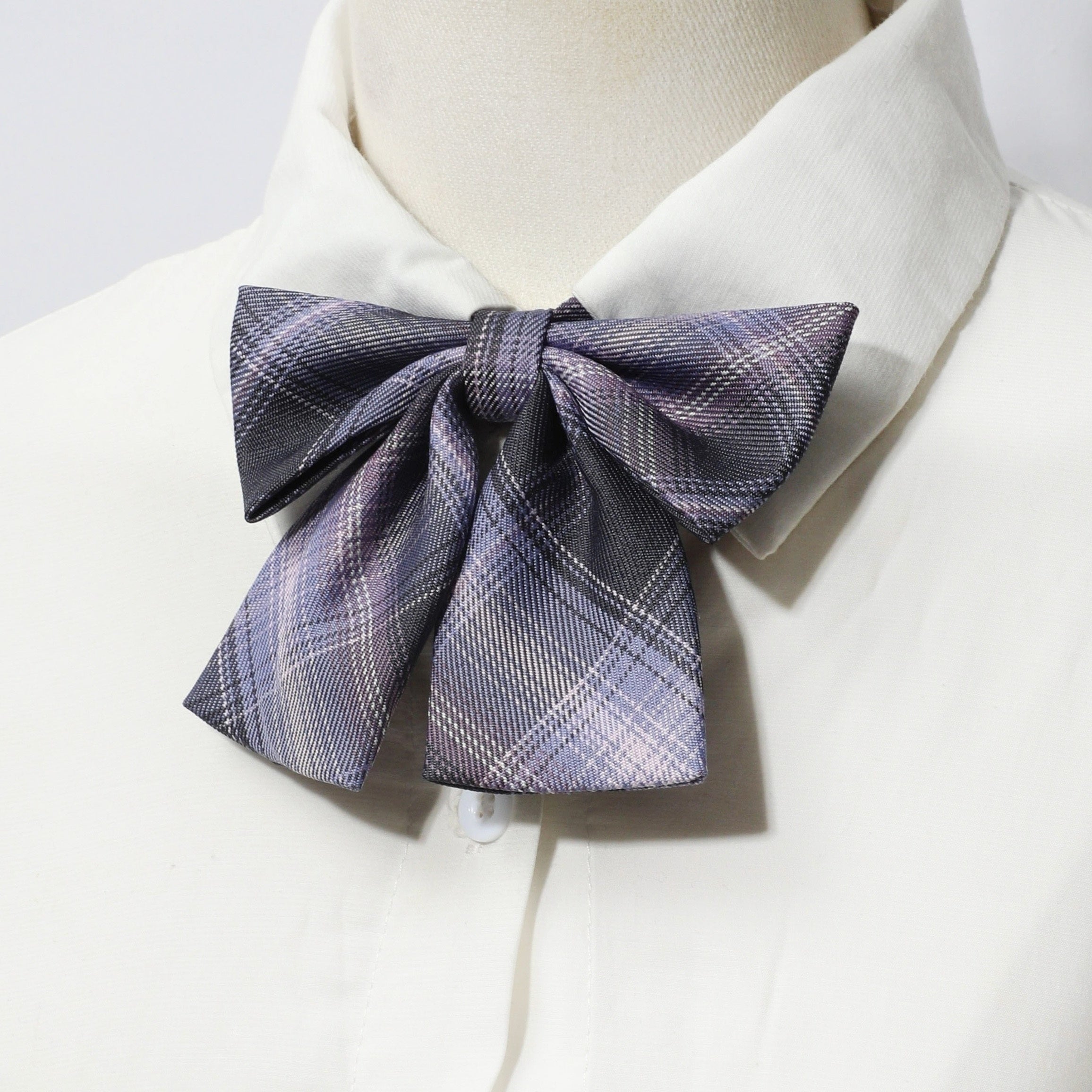 2pcs Purple Plaid Bow Tie Women Casual Neck Tie for Party Prom College Style