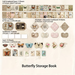 31 Sheets Retro Butterfly Scrapbooking Supplies Vintage Note Paper Card Envelope