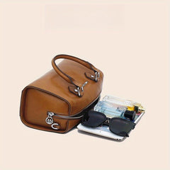 Retro Cylindrical Women's Handbag Caramel Brown