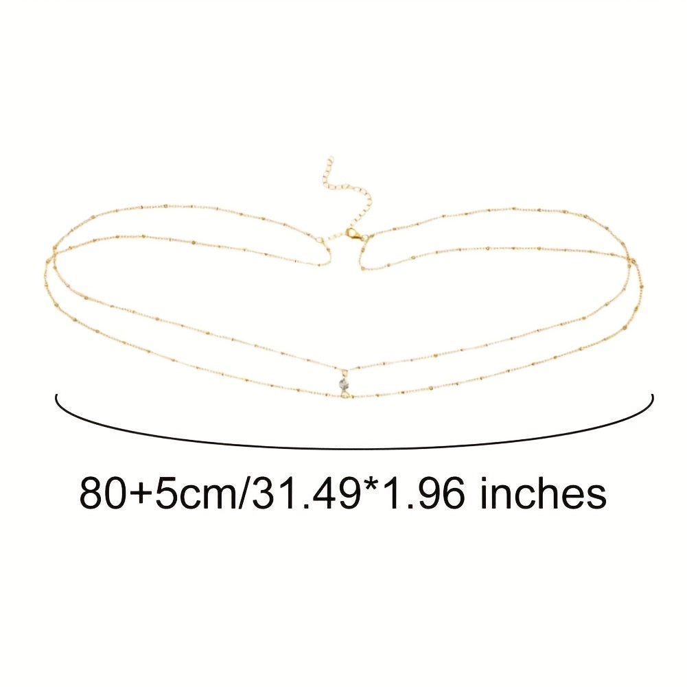 Crystal Decor Double Layer Waist Chain for Women