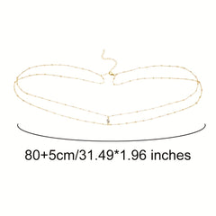 Crystal Decor Double Layer Waist Chain for Women