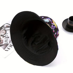 Y2K Mushroom Print Bucket Hat Cartoon Basin Hat Unisex Lightweight Fisherman Cap