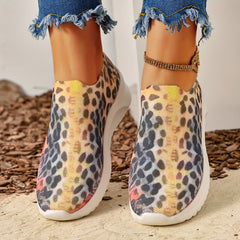 Leopard Print Slip-On Running Shoes for Women