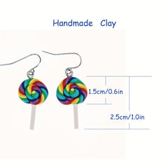 Colorful Rainbow Lollipop Dangle Earrings for Women