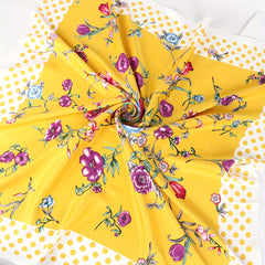 Flower Print Pink Shawl Satin Silk Square Scarf Head Wrap