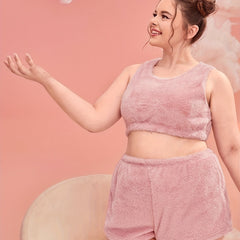 Plush Crop Tank & Shorts Pajamas Set Two Piece