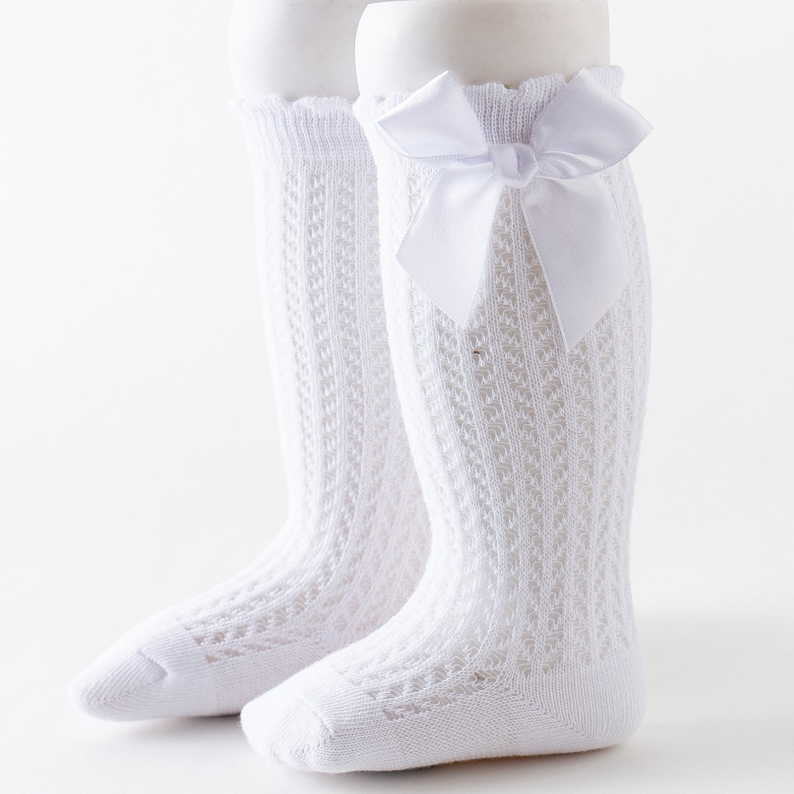 Baby Girls Knee High Socks Infants Toddlers Bow Knit Socks Cotton Stockings
