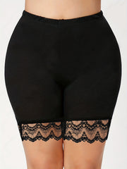 Casual Shorts Women's Solid Contrast Lace Trim High Rise Shorts
