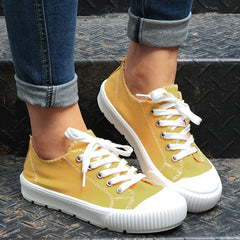 Solid Sneakers Women's Lace Up Casual Shoes Lightweight Soft And Comfortable
