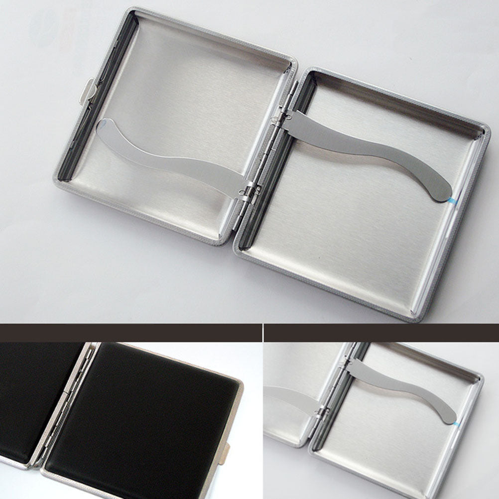 PU Leather Cigarette Case Box Metal Holder for Smoker