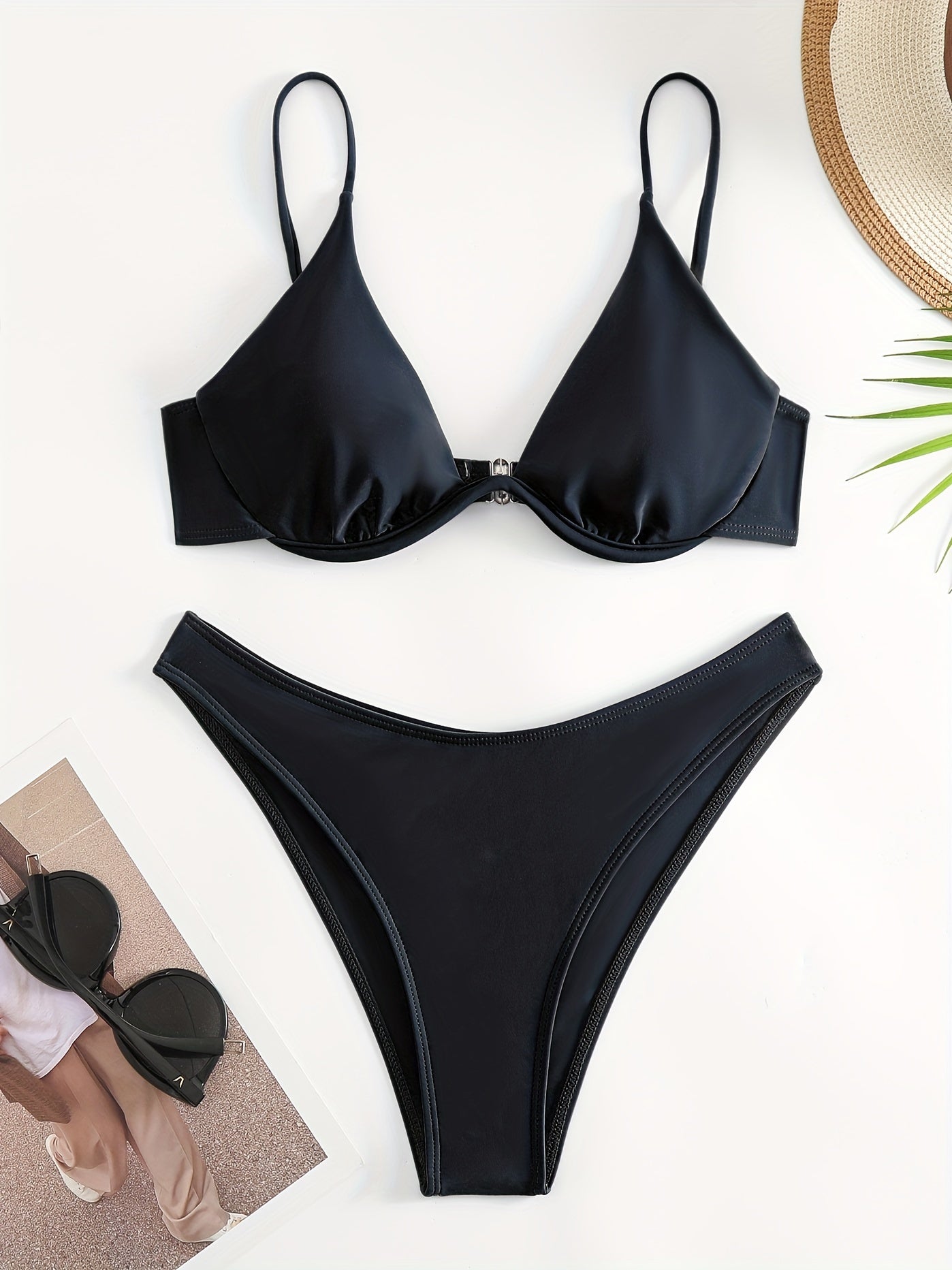 Red Triangle High Strech Bikini Set Spaghetti Straps Sexy Swimsuit