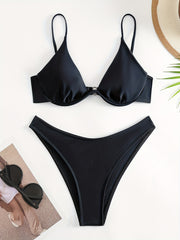 Red Triangle High Strech Bikini Set Spaghetti Straps Sexy Swimsuit