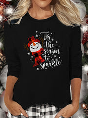 Christmas Snowman Print Long Sleeve Lounge Top