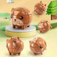 3 Layer Cartoon Animal Rotating Puzzle Toy 3x3 Cube Brain Teaser