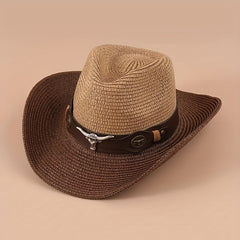 Cattel Head Western Cowboy Hat With Big Cow Head Leather Belt Gift For Men