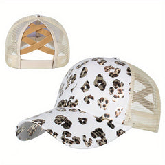 Leopard Cow Pattern Print Trucker Hat Mesh Baseball Cap Adjustable Dad Hat