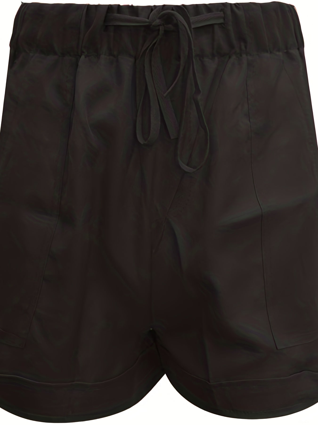 Solid Drawstring Shorts Casual Elastic Waist With Pockets
