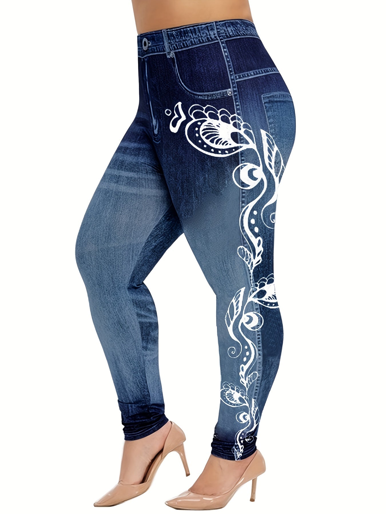 Graphic Print Slim Jeggings Casual High Waist Leggings