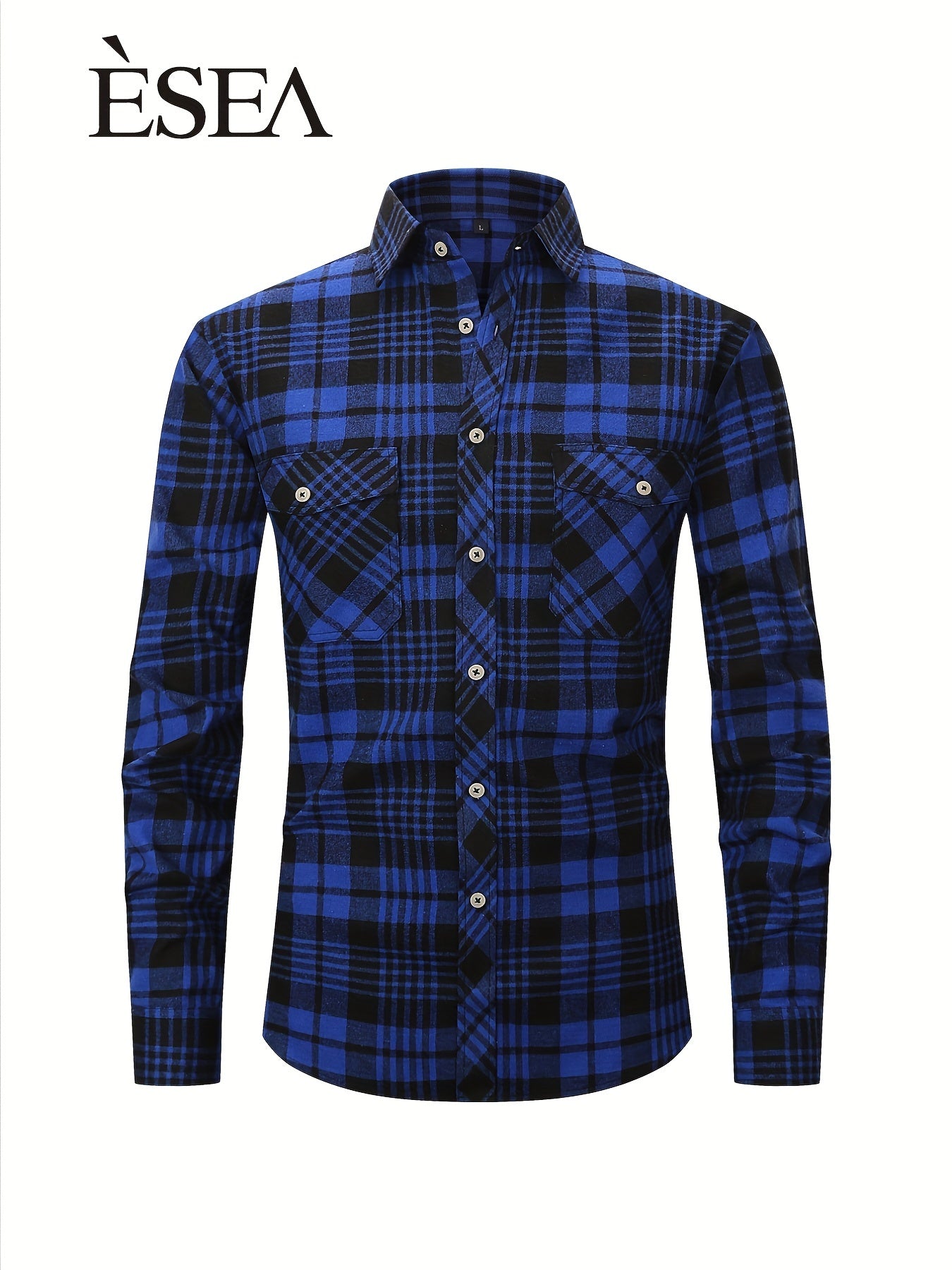 Men's Double Pocket Flannel Plaid Shirt