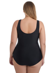 Colorblock Floral Print One Piece Swimsuit Plus Size