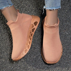 Women's Breathable Knit Sneakers Lightweight Slip On Shoes