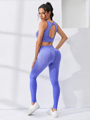 2pcs Yoga Set Cropped Top & High Waist Leggings Women's Activewear