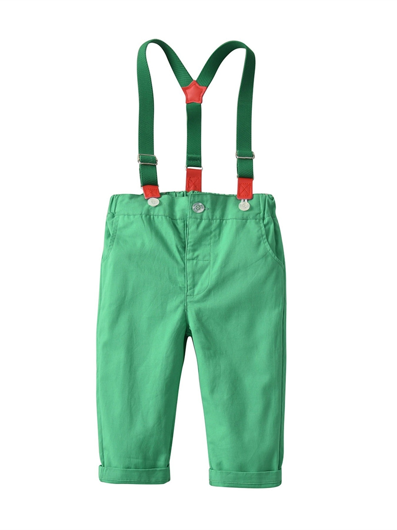 Boys Christmas Striped Bow Tie Overalls Set