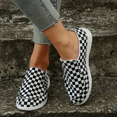 Women's Plaid Slip On Sneakers Outdoor Shoes