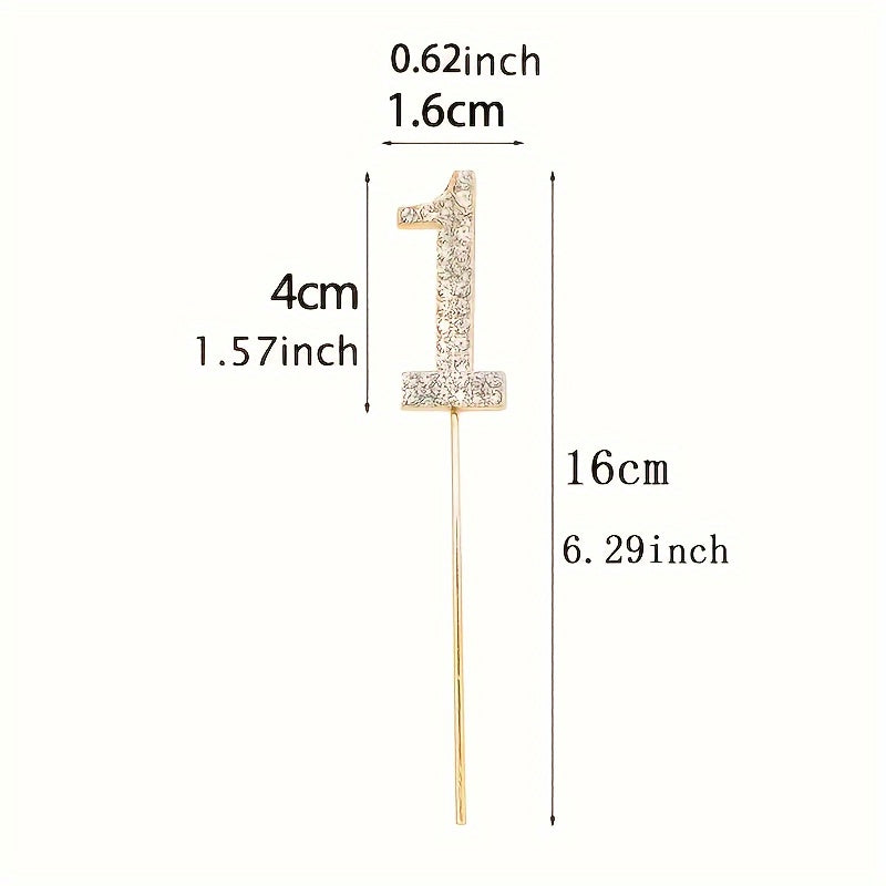 10pcs Number Shaped Cake Plug In Birthday Decoration Rhinestone Cake Accessories