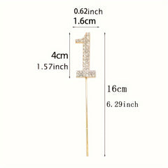 10pcs Number Shaped Cake Plug In Birthday Decoration Rhinestone Cake Accessories