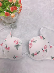 Floral Print Bralette Bra Comfy & Casual Push Up Everyday Bra