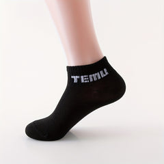 10 Pairs Letter Print Socks Women's Sports Short Socks