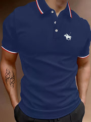 Men's Golf Shirt Print Short Sleeve Tennis Shirt Breathable Lapel Top