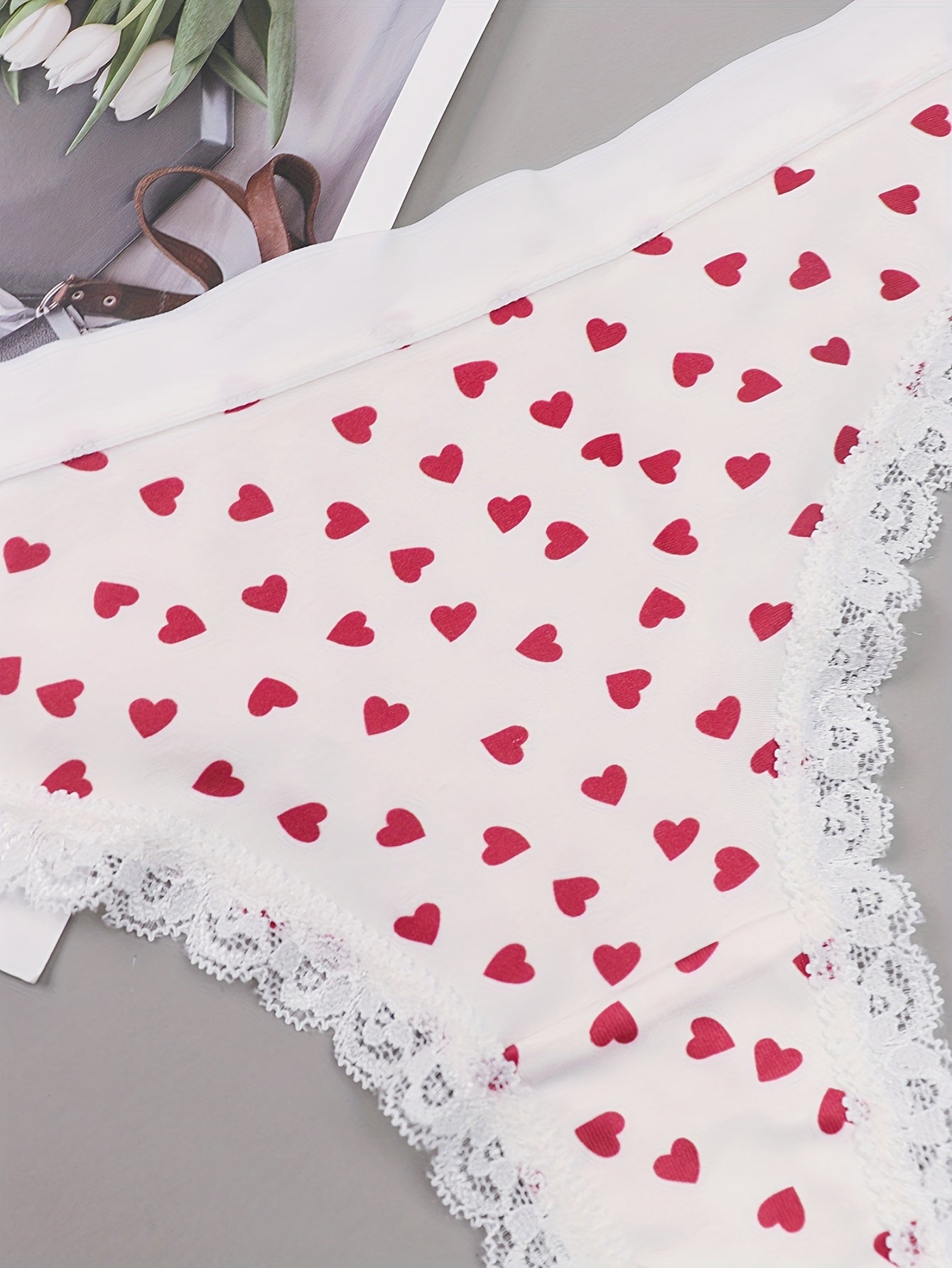 3 Pack Plus Size Panties Set Women's Plus Star & Heart & Kiss Print